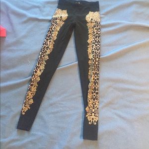 Leopard print with black and gold leggings