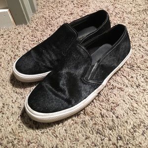 Furry slip on sneakers