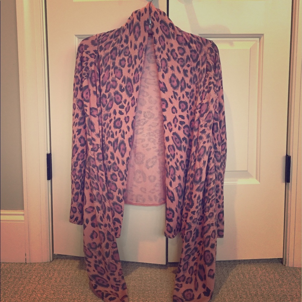 Boston Proper Cascading Cheetah Print Cardigan