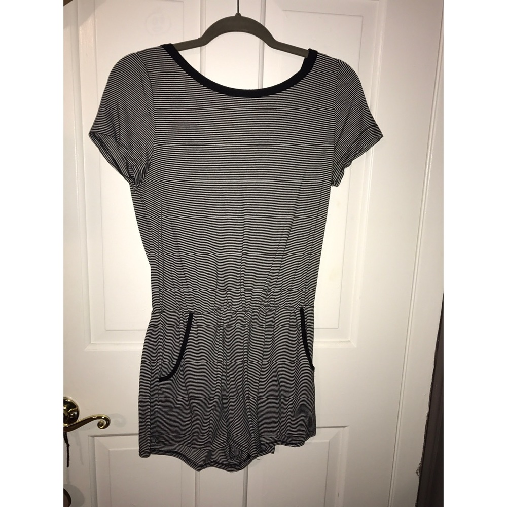Black and White Striped Romper