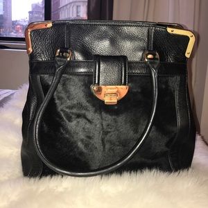 Black leather shoulder bag