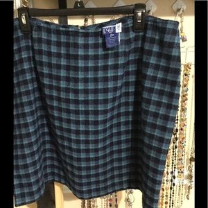 Plaid wool mini skirt