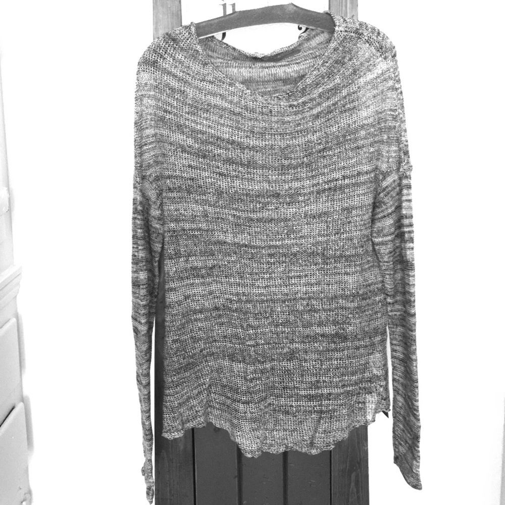 Enza Costa Grey Linen Gauze Sweater / M
