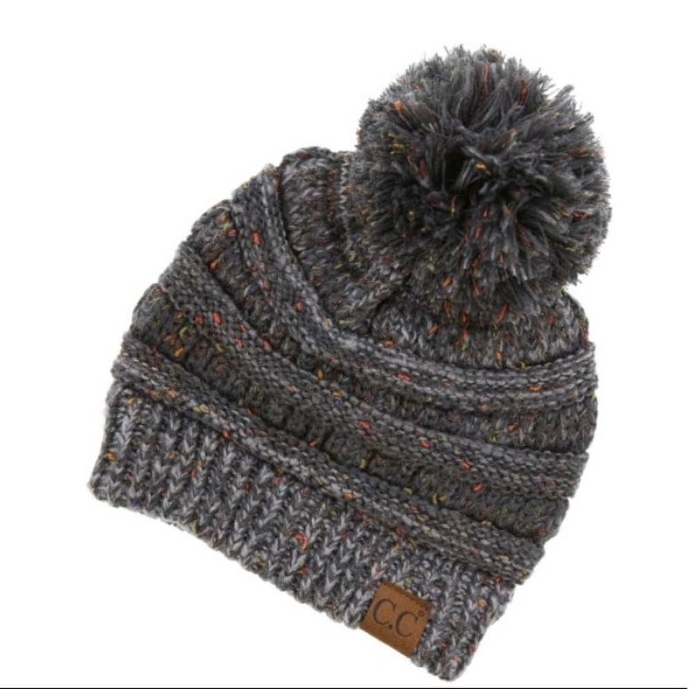 C.C Beanie Pom Pom - Confetti Gray Beanie