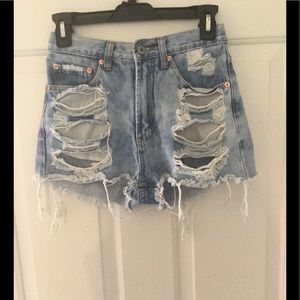 Forever 21 distressed ripped high wasted shorts