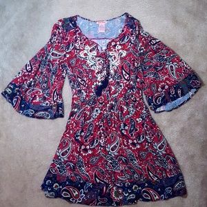 FLYING TOMATO Bell Sleeve Paisley Print Dress