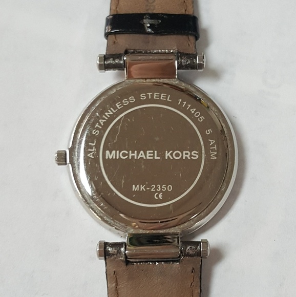 MK DARCI Leather Monogram Gunmetal Metalic Watch main image 8