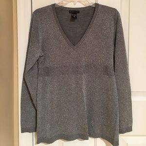 NWOT! Shimmering Silver/Gray v-neck Sweater - M