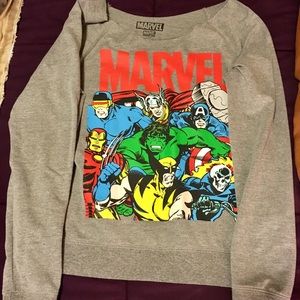 MARVEL COMICS wide neck / off shoulder sweater