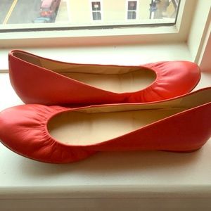 J.Crew Coral Leather Ballet Flats, Sz 9 EUC