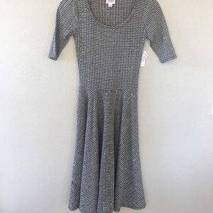 New Lularoe Nicole Dress Black White Grey XXS