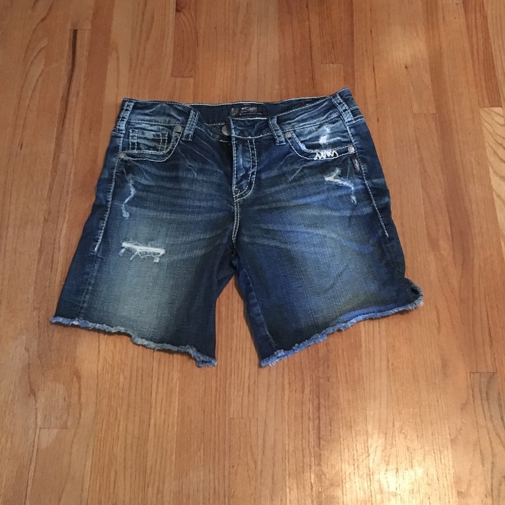 Silver Boyfriend Cut Shorts