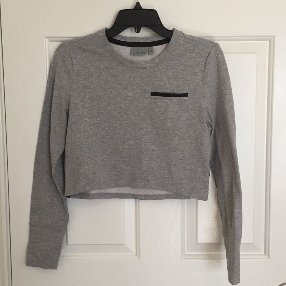Small VGUC Dove Gray Athleta Cropped Sweatshirt