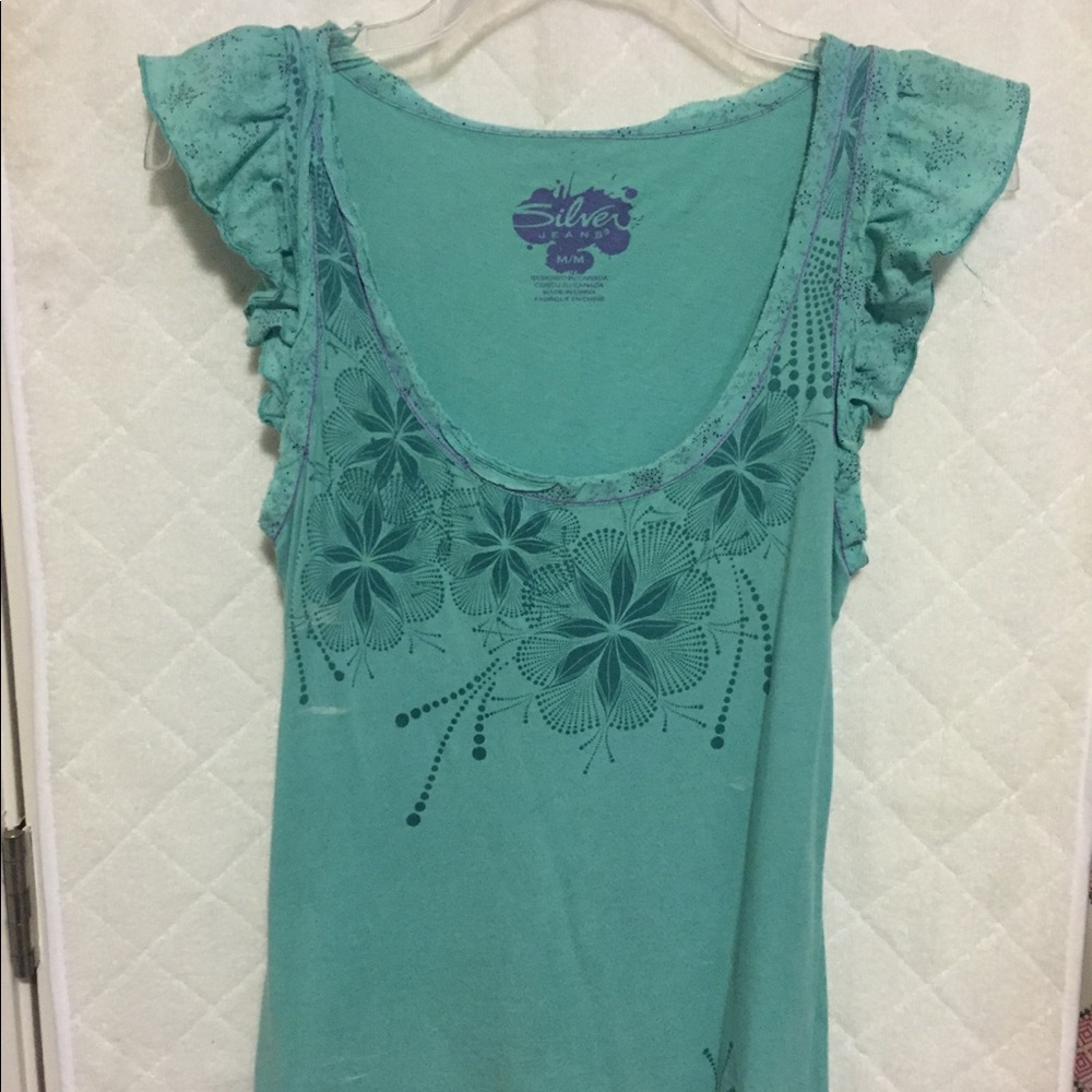 Silver jeans brand scoop neck top