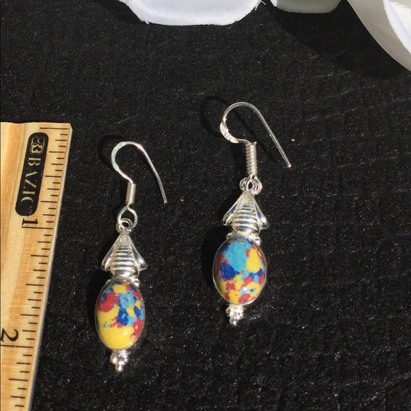 ⚜️Rainbow Mosaic Jasper Earrings-2⚜️ - Picture 2 of 4