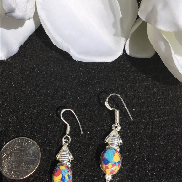 ⚜️Rainbow Mosaic Jasper Earrings-2⚜️ - Picture 3 of 4