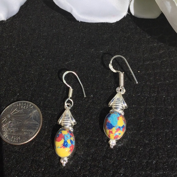 ⚜️Rainbow Mosaic Jasper Earrings-2⚜️ - Picture 4 of 4