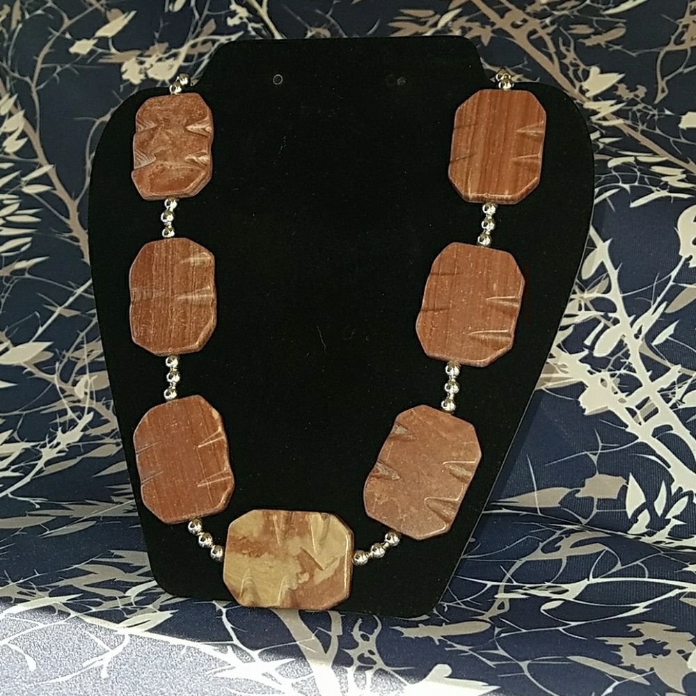 "Dahlia" Redwood Marble Statement Necklace