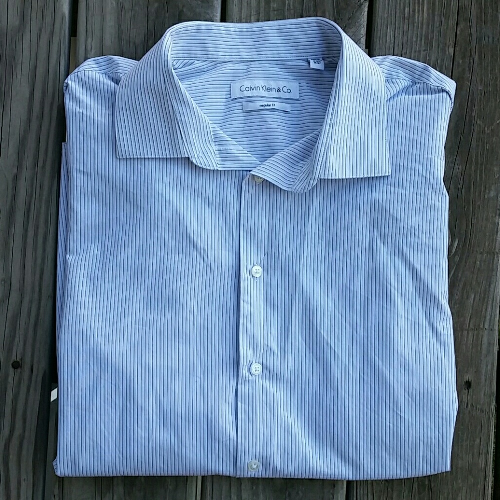 Calvin Klein white striped long sleeve button down