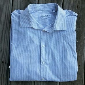 Calvin Klein white striped long sleeve button down