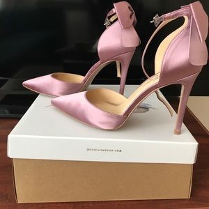 Jessica Simpson mauve taupe bow tie heels