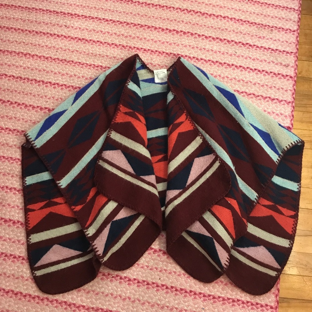 Colorful comfy poncho sweater