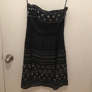 Beaded strapless black dress