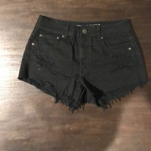 Black denim stretchy shorts