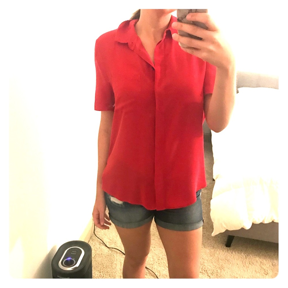 Madewell red silk tee! Worn twice and dry cleaned