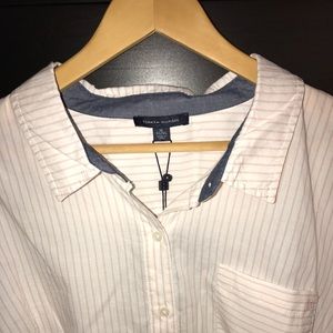 Tommy Hilfiger Pink and White Striped Button Down