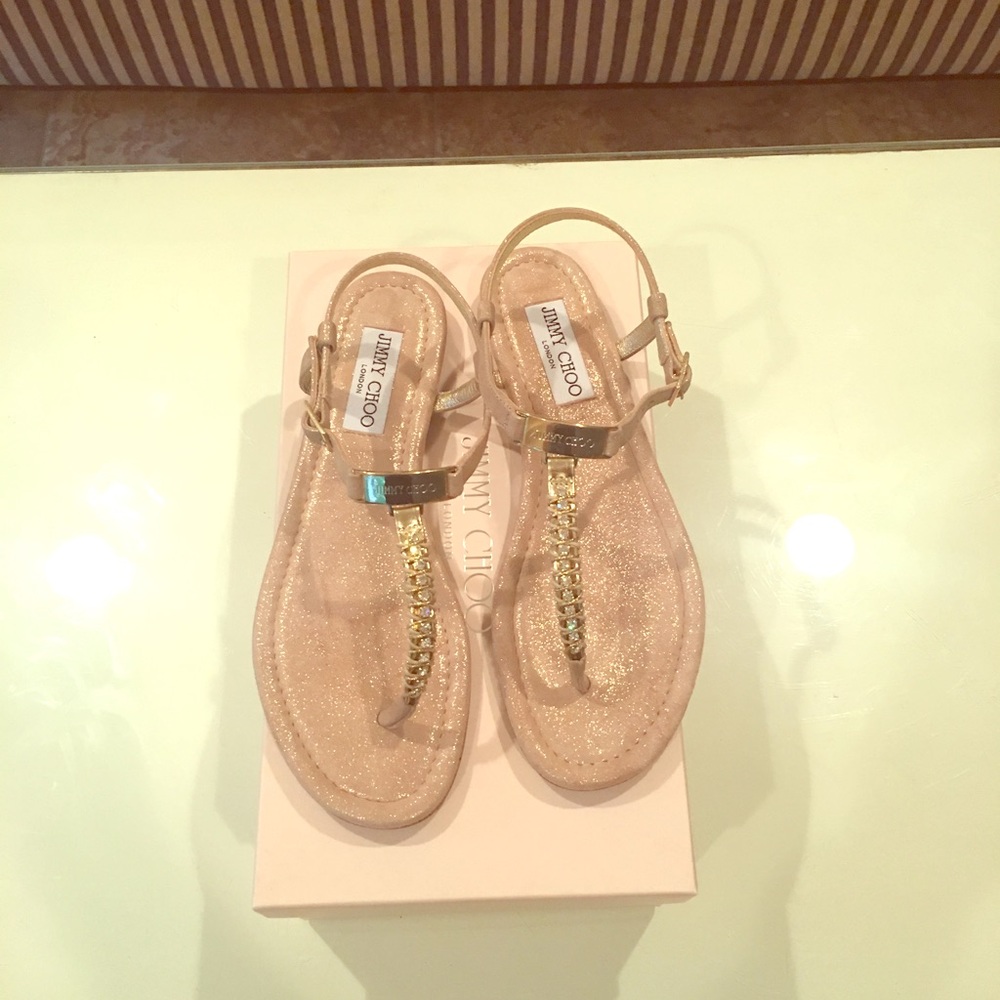 Jimmy Choo Shimmer Suede/Crystal T Strap