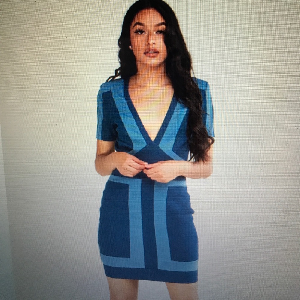 Colorblocked Denim Mini Dress