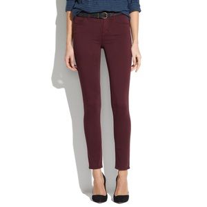 Madewell Skinny Skinny Sateen Jeans in Burgundy