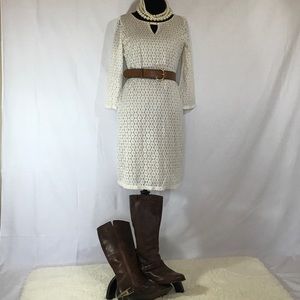 Lace A line dress with gold accent