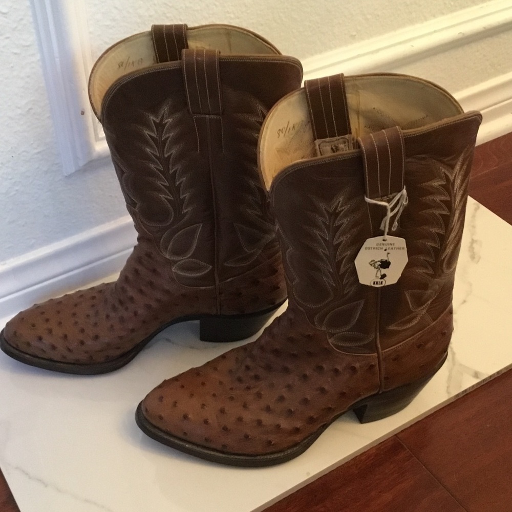 Ostrich leather cowboy boots