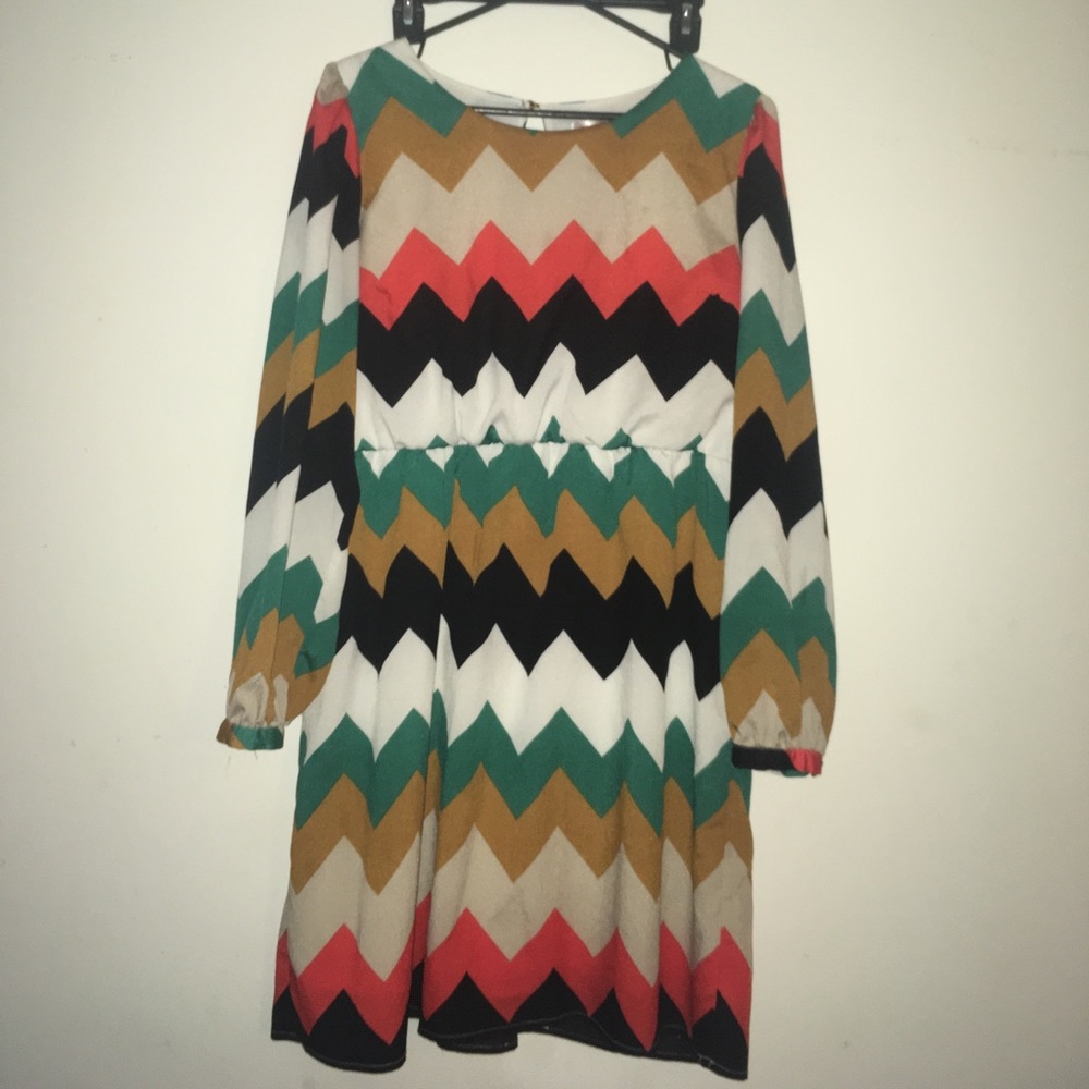 Chevron fall print dress