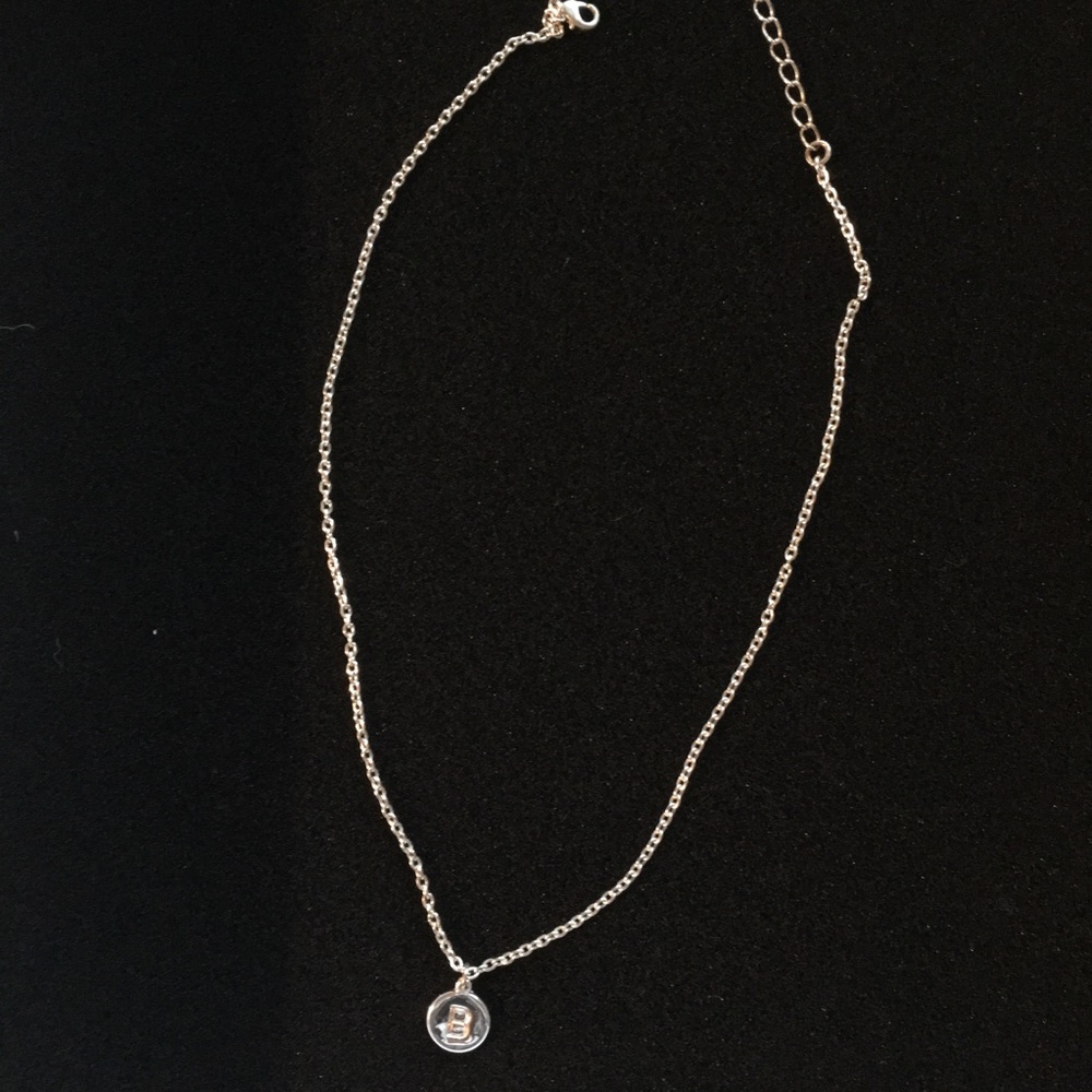 Small Silver letter B necklace with clasp