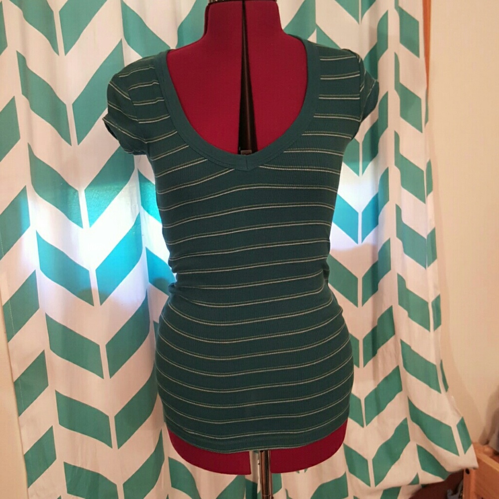 Striped V-neck