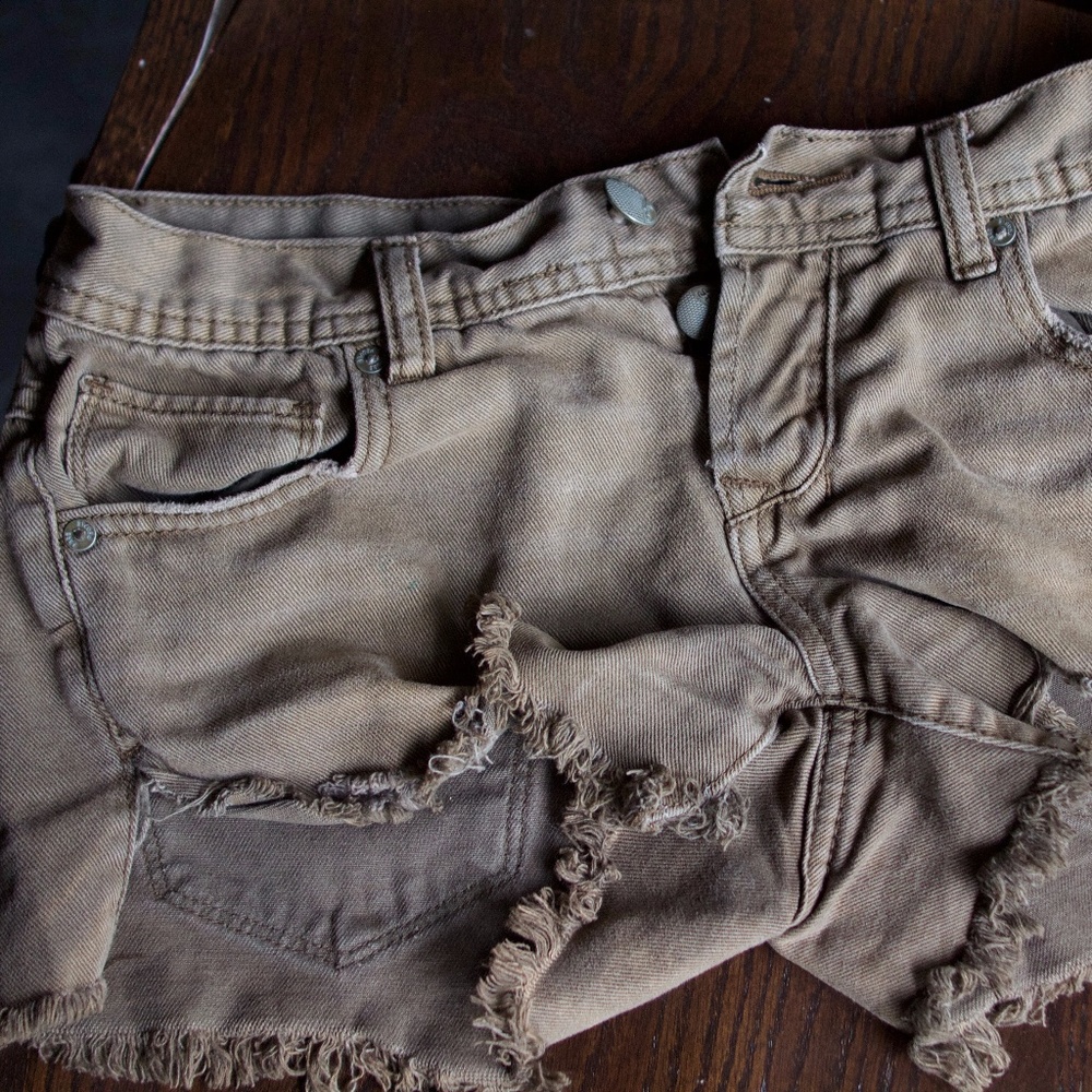 Free People Army Green Cut Off Shorts Sz 24