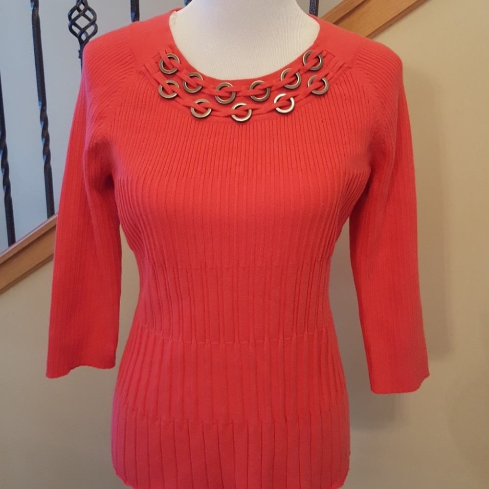 REQUIREMENTS Salmon Knit Sweater Med. NWT