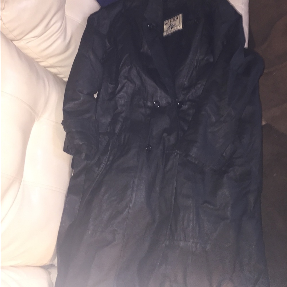 Men’s genuine leather trench coat