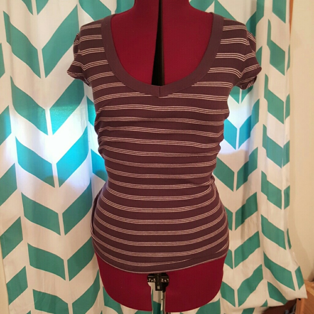 Striped V-neck