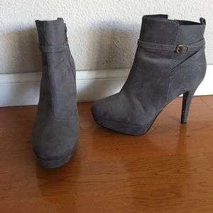 Grey Suede Platform Booties