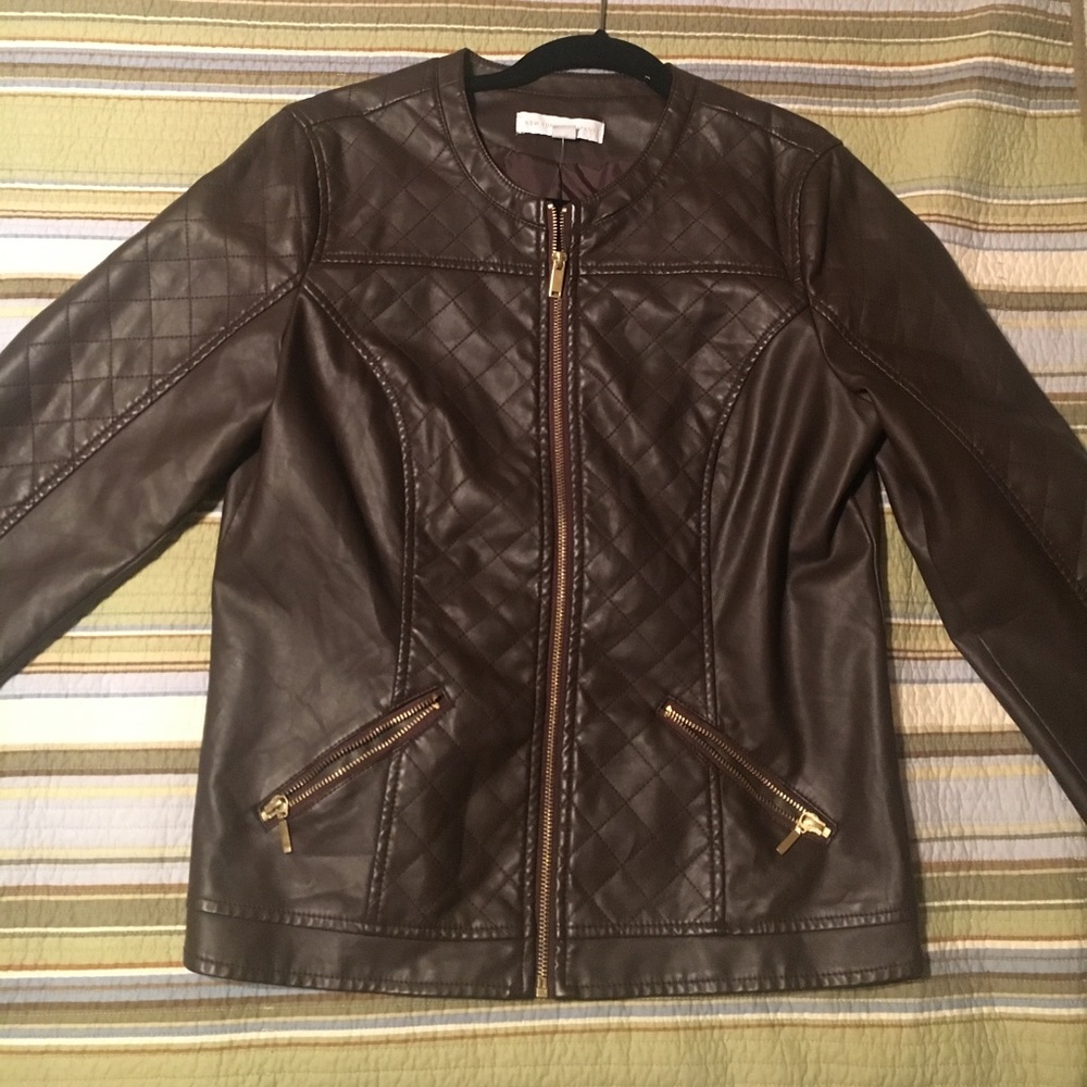 Brown faux leather jacket