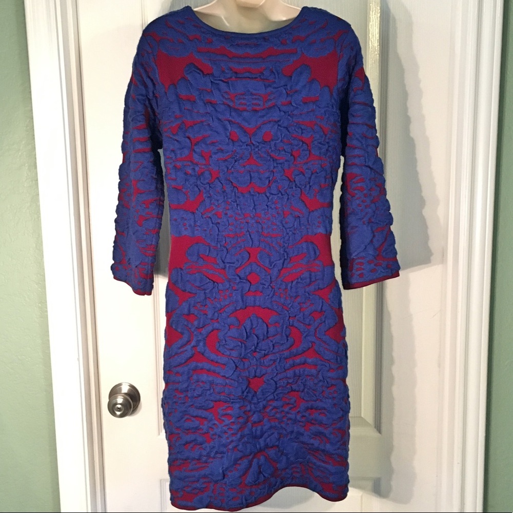 Blue Rain Burgundy & Blue Textured Sweater Dress - Picture 5 of 7