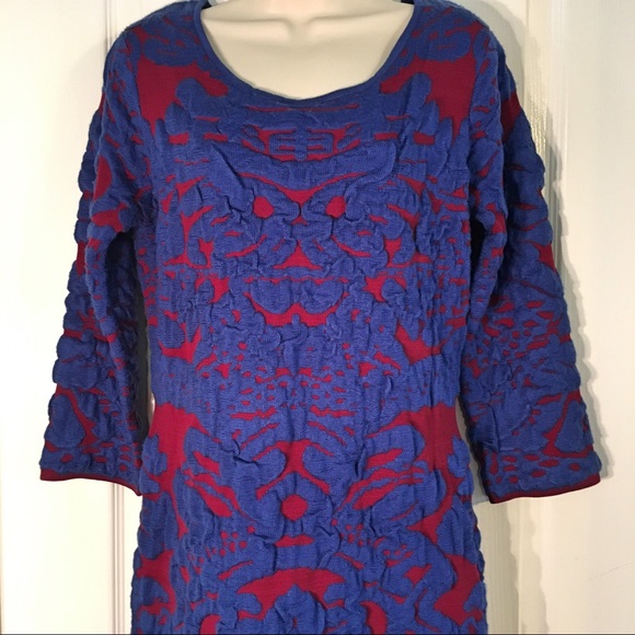 Blue Rain Burgundy & Blue Textured Sweater Dress - Picture 3 of 7
