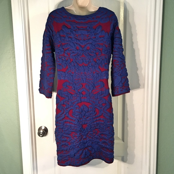 Blue Rain Burgundy & Blue Textured Sweater Dress - Picture 4 of 7