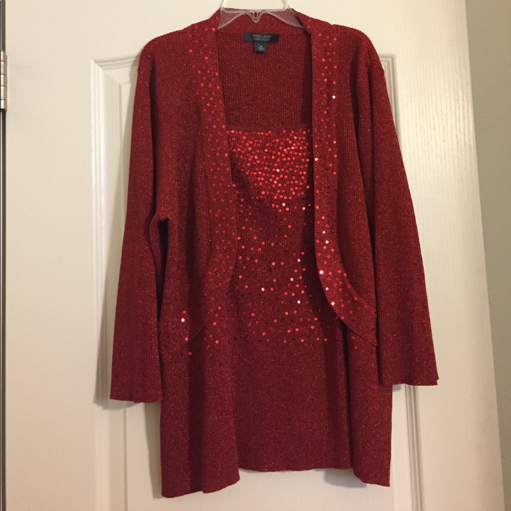 Sparkly red sequin sweater