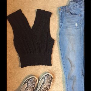 Black Open Cropped Top Black Open Cropped Top
