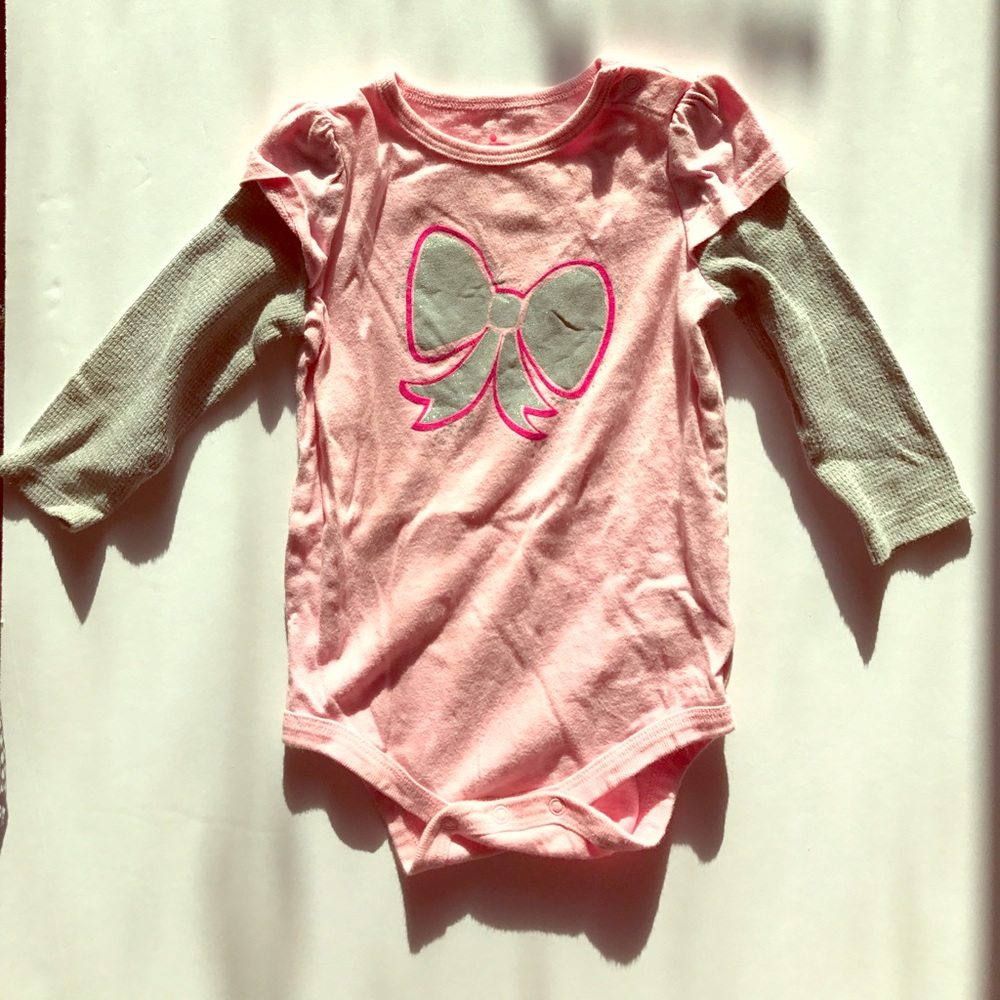Pink Bow with Glitter Onesie